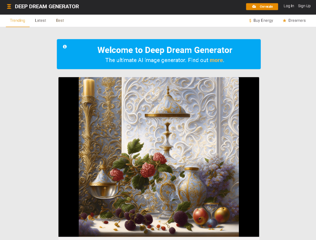 Deep Dream Generator screenshot