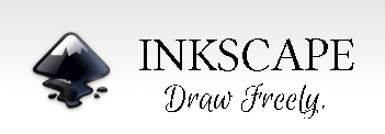 Abstract image of a tree-lie shape and written text showing inkscape and draw freely
